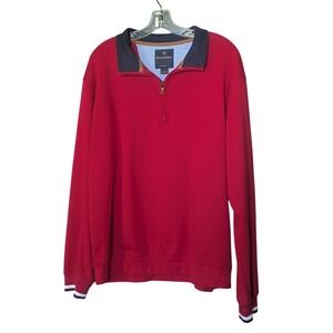Brooks Brothers Men's Quarter‑Zip Pullover – Red/Navy Trim